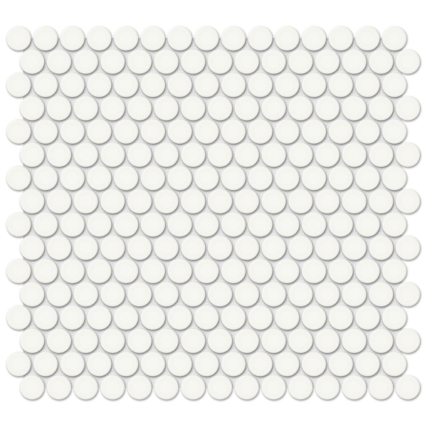 Picture of Anatolia Tile & Stone - Soho Penny Round Mosaic Canvas White Glossy