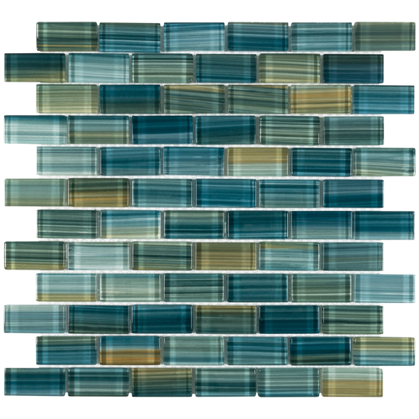 Picture of Anthology Tile-Splash 1 x 2 Brick Mosaic Neptune Emerald