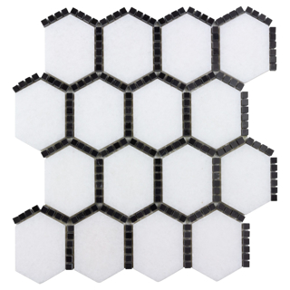 Picture of Anthology Tile-The Finish Line Jeweled Hex Mosaic Jeweled Hex Sable Black