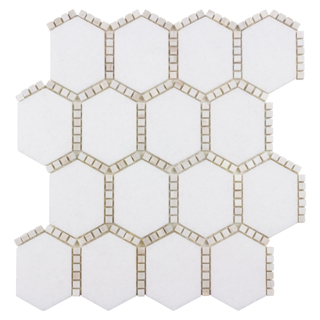 Picture of Anthology Tile-The Finish Line Jeweled Hex Mosaic Jeweled Hex Pale Beige