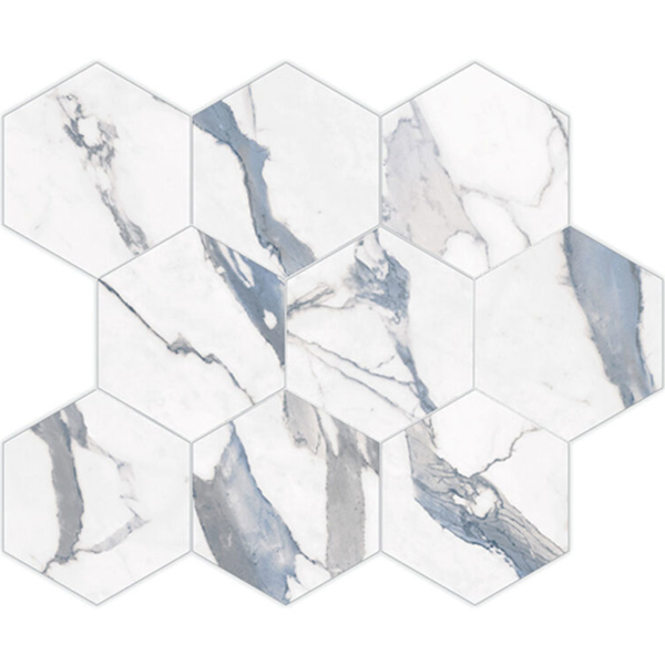 Picture of EnergieKer - Statuario Sky Polished Hex Mosaic Statuario Sky