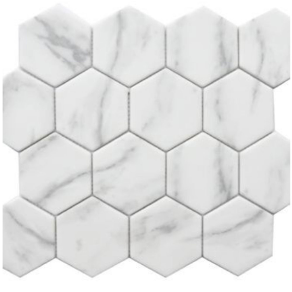 Picture of Arvex - Enameled Glass Mosaics Carrara Hexagon
