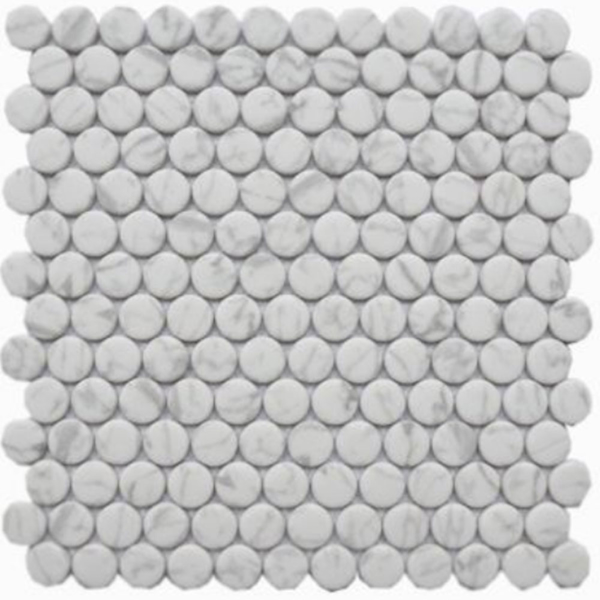 Picture of Arvex - Enameled Glass Mosaics Carrara Penny Round