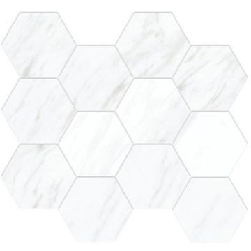 Picture of Eleganza Tiles - Carrara Extra Moderne Hexagon Mosaic White Polished