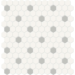Picture of Anatolia Tile & Stone - Soho 1 Inch Hexagon Mosaic Canvas White with Loft Grey