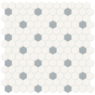 Picture of Anatolia Tile & Stone - Soho 1 Inch Hexagon Mosaic Canvas White with Cloud Blue