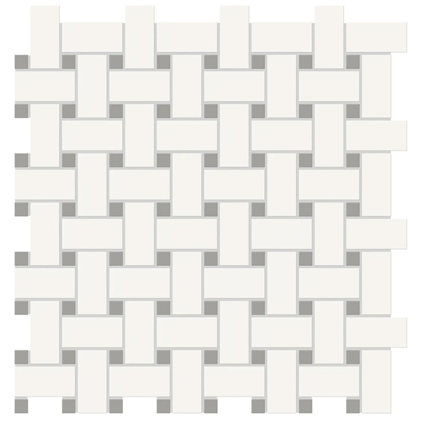 Picture of Anatolia Tile & Stone - Soho Basketweave Mosaic Canvas White with Cement Chic