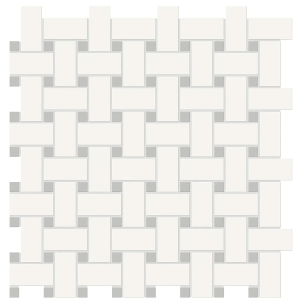 Picture of Anatolia Tile & Stone - Soho Basketweave Mosaic Canvas White with Loft Grey