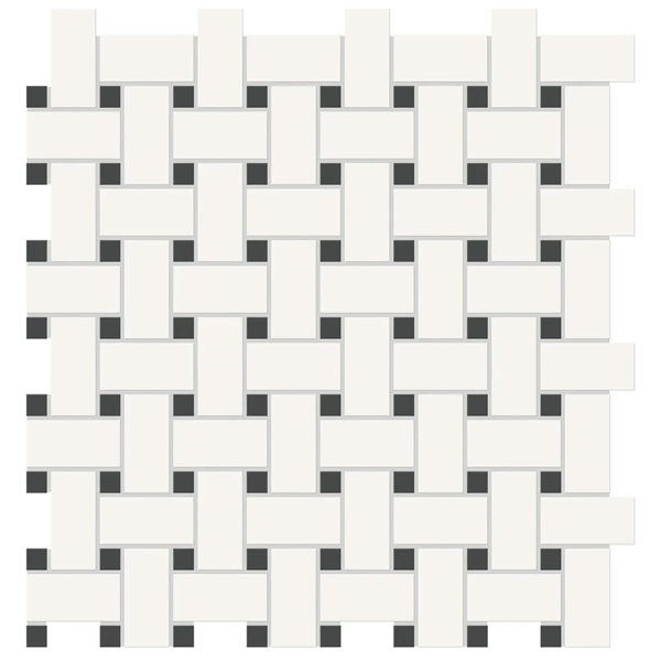 Picture of Anatolia Tile & Stone - Soho Basketweave Mosaic Canvas White with Retro Black