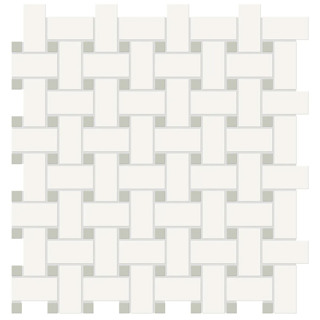 Picture of Anatolia Tile & Stone - Soho Basketweave Mosaic Canvas White with Soft Sage