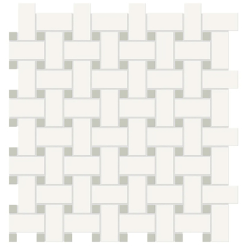 Picture of Anatolia Tile & Stone - Soho Basketweave Mosaic Canvas White with Soft Sage