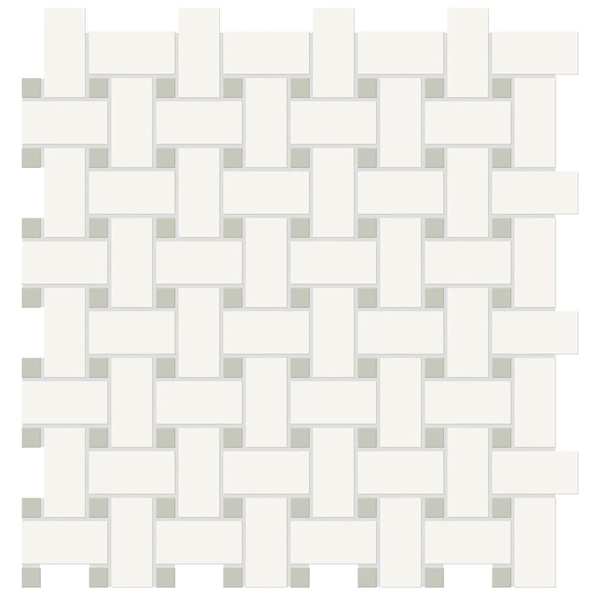 Picture of Anatolia Tile & Stone - Soho Basketweave Mosaic Canvas White with Soft Sage