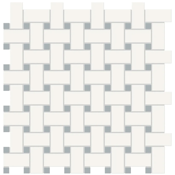 Picture of Anatolia Tile & Stone - Soho Basketweave Mosaic Canvas White with Cloud Blue