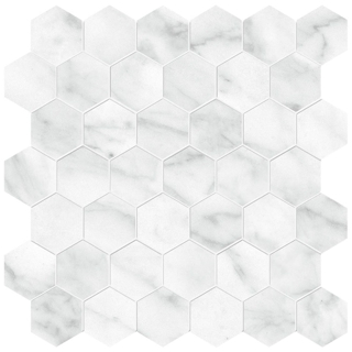 Picture of Anatolia Tile & Stone - Plata Hexagon Mosaic Carrara Abisso Matte