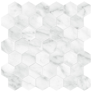 Picture of Anatolia Tile & Stone - Plata Hexagon Mosaic Carrara Abisso Matte