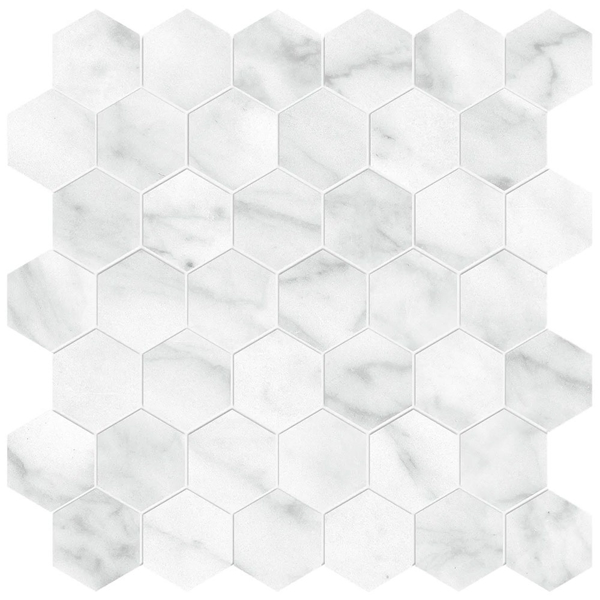 Picture of Anatolia Tile & Stone - Plata Hexagon Mosaic Carrara Abisso Matte