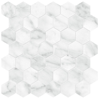 Picture of Anatolia Tile & Stone - Plata Hexagon Mosaic Carrara Abisso Polished
