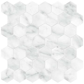 Picture of Anatolia Tile & Stone - Plata Hexagon Mosaic Carrara Abisso Polished
