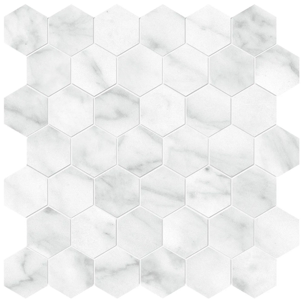 Picture of Anatolia Tile & Stone - Plata Hexagon Mosaic Carrara Abisso Polished