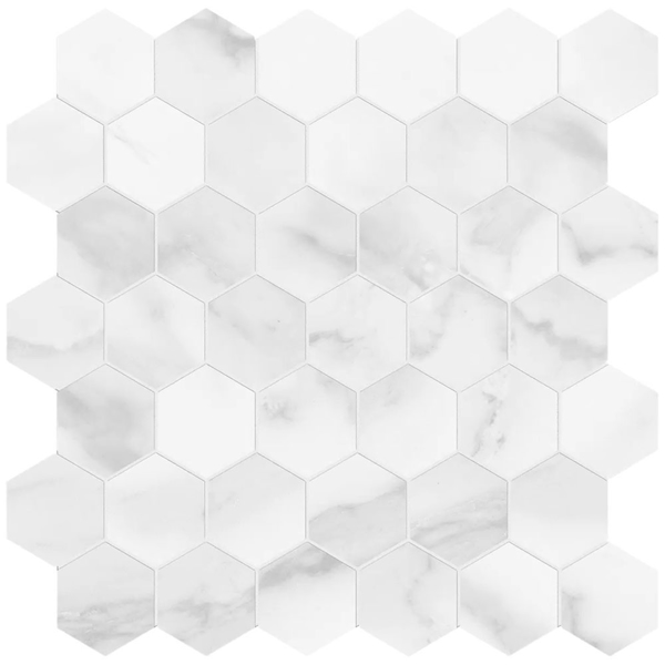 Picture of Anatolia Tile & Stone - Plata Hexagon Mosaic Statuario Brina Matte
