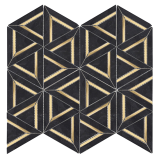 Picture of Roca - Rockart Metal Mosaics Nero Marquina Geo