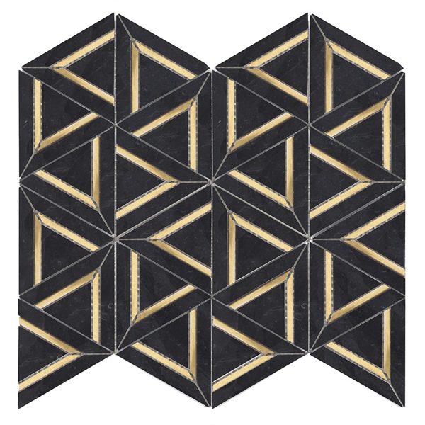 Picture of Roca - Rockart Metal Mosaics Nero Marquina Geo