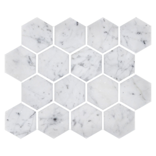 Picture of Elon Tile & Stone - Hexgon Mosaics 3 Bianco Carrara Honed