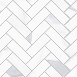 Picture of SantAgostino - Themar Mosaic Herringbone Statuario Venato