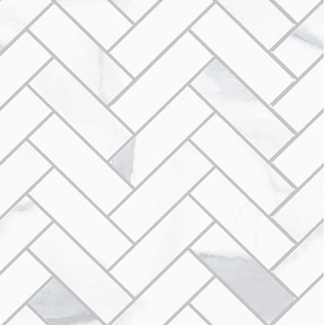 Picture of SantAgostino - Themar Mosaic Herringbone Statuario Venato