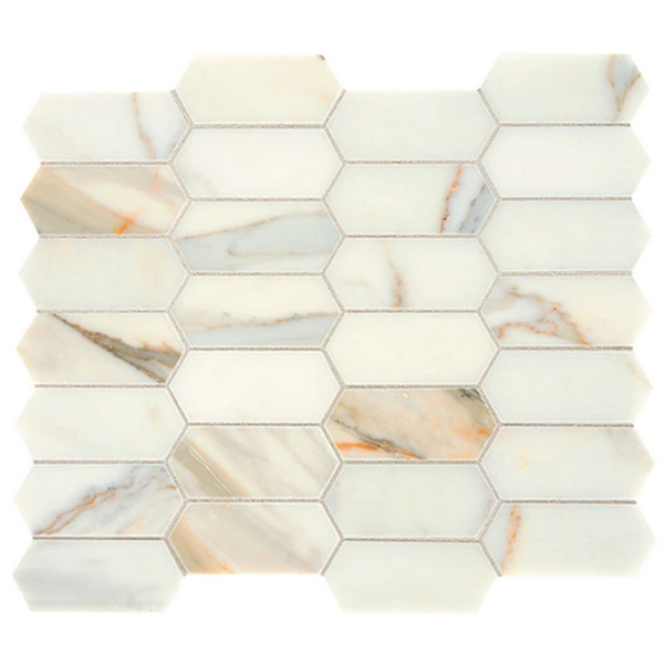 Picture of Daltile - Marble Elongated Hex Mosaics Calacatta Gold