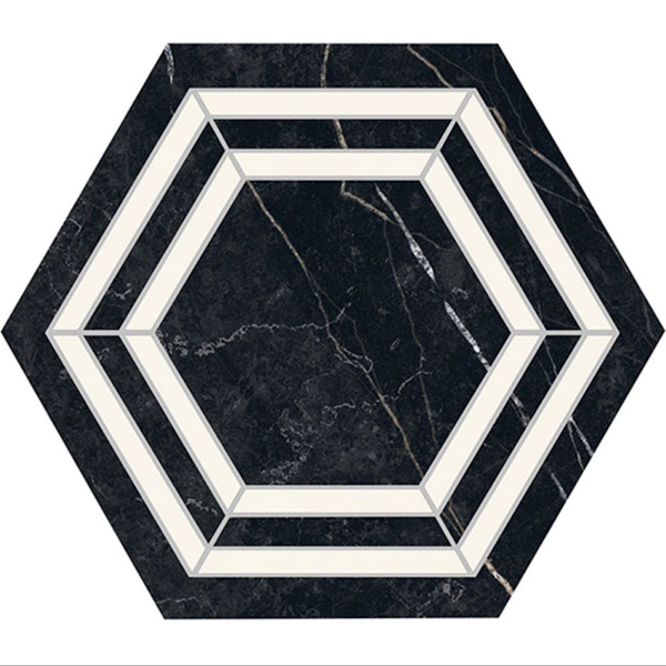 Picture of Daltile - Perpetuo 8 Hexagon Deco Tuxedo