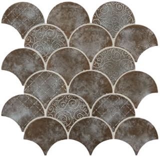 Picture of Daltile - Vintage Metals Fan Mosaic Whitewash Classic Bronze