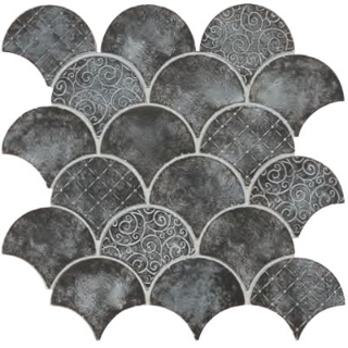 Picture of Daltile - Vintage Metals Fan Mosaic Whitewash Iron