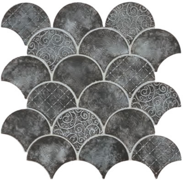 Picture of Daltile - Vintage Metals Fan Mosaic Whitewash Iron