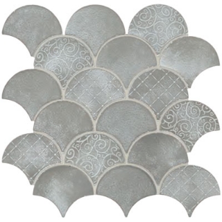 Picture of Daltile - Vintage Metals Fan Mosaic Whitewash Titanium