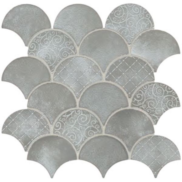 Picture of Daltile - Vintage Metals Fan Mosaic Whitewash Titanium