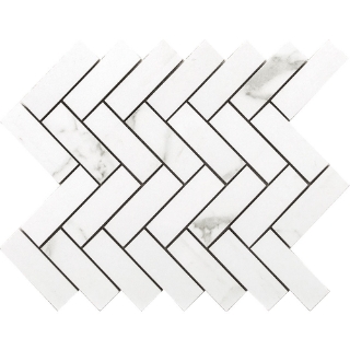 Picture of Happy Floors - Statuario Herringbone Mosaic Statuario Natural