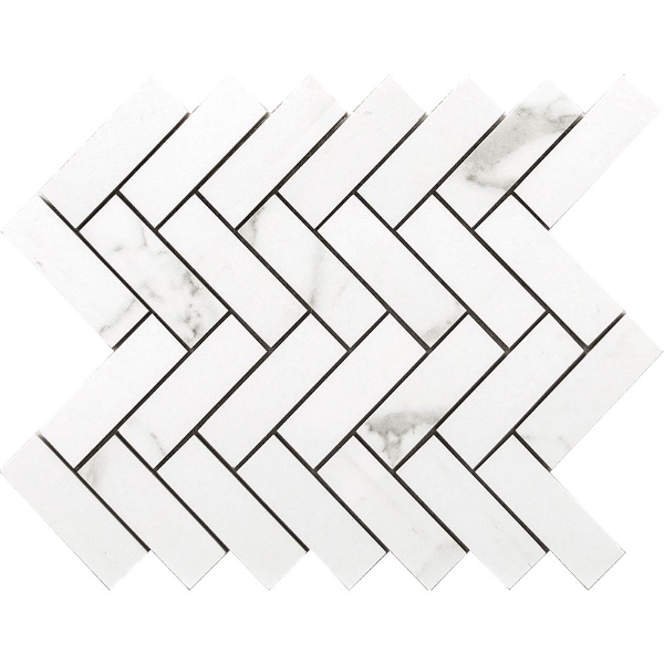 Picture of Happy Floors - Statuario Herringbone Mosaic Statuario Natural