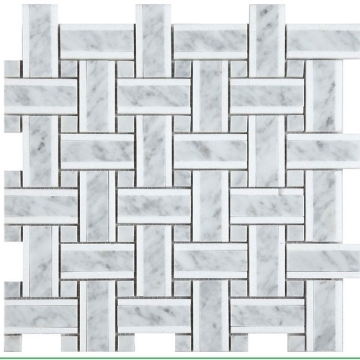Picture of Happy Floors - Stone and Marble Basketweave Carrara Thassos