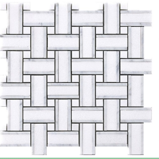 Picture of Happy Floors - Stone and Marble Basketweave Thassos Carrara