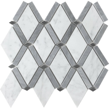 Picture of Tesoro - Metropolitan Blend Diamond Mosaic Cararra Bardiglio Band & Black Dot