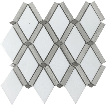 Picture of Tesoro - Metropolitan Blend Diamond Mosaic Thassos with Light Wood Grain