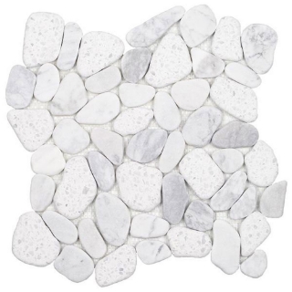 Picture of Tesoro - Ocean Stones Sliced Mosaic White Terrazo Carrara
