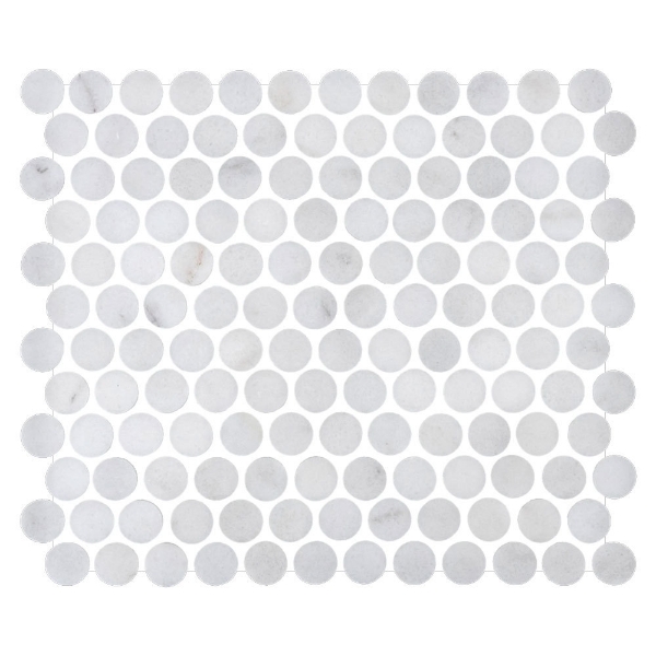 Picture of Elon Tile & Stone - 1 Rounds Mosaics Glacial White Honed