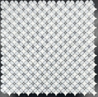 Picture of Elon Tile & Stone - Fleur Mosaics Blue Celeste Fleur White Thassos Azul Macauba