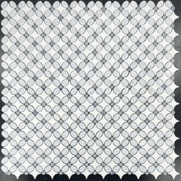 Picture of Elon Tile & Stone - Fleur Mosaics Blue Celeste Fleur White Thassos Azul Macauba