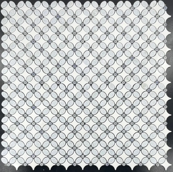 Picture of Elon Tile & Stone - Fleur Mosaics Blue Celeste Fleur White Thassos Azul Macauba