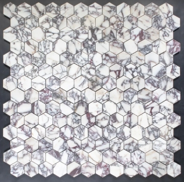 Picture of Elon Tile & Stone - Hexagon Mosaics 2 Bianco Violetta Honed
