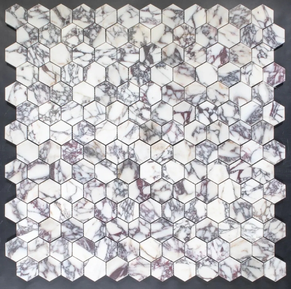 Picture of Elon Tile & Stone - Hexagon Mosaics 2 Bianco Violetta Honed