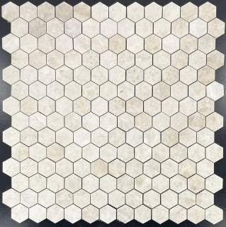 Picture of Elon Tile & Stone - Hexagon Mosaics 2 Vanilla Royale Honed